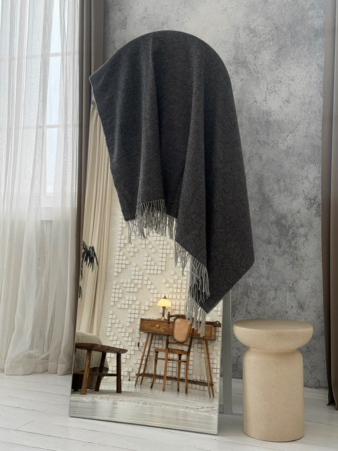 Marse Light & Dark Grey Dwustronny Koc z wełny merynosa 140x200 cm Elegantna szarość