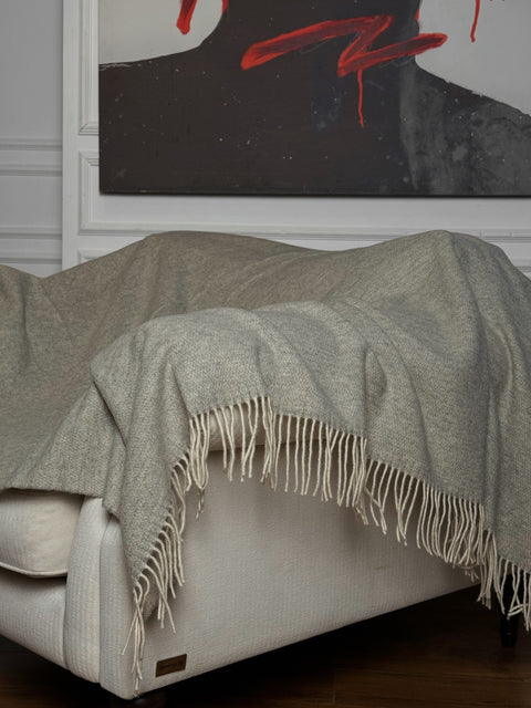 Merino Heathered Плед з вовни мериноса попелясто-сірий 140×200 см теплий і затишний