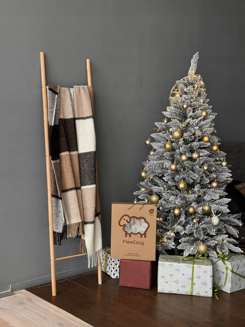 Elf Beige & Brown Плед з новозеландської вовни 140×200 см класична клітинка