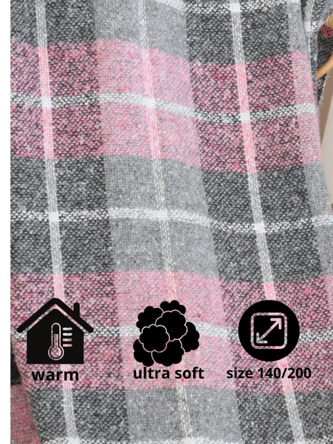 Palermo Daisy Плед із суміші волокон 140×200 см - рожево-сіра шахівниця