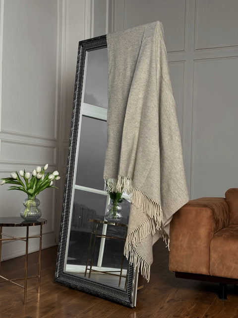 Merino Heathered Плед з вовни мериноса попелясто-сірий 140×200 см теплий і затишний