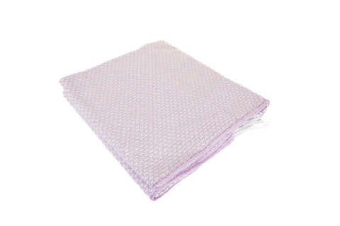 Valencia Boucle Koc Boho bawełniany  140×200 cm, dekoracyjny ażurowy w liliowym kolorze