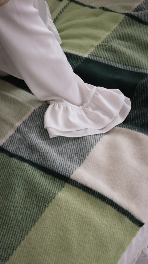 Elf Green & Ivory Плед з новозеландської вовни 170×210 см у клітинку відтінків зеленого
