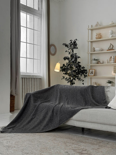 Marse Light & Dark Grey Dwustronny Koc z wełny merynosa 140x200 cm Elegantna szarość