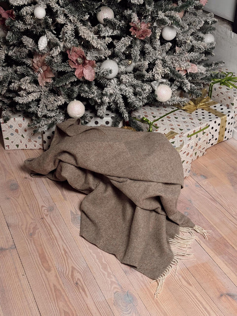 Merino Herringbone Плед з вовни мериноса у ялинку 140×200 см світло-коричневий