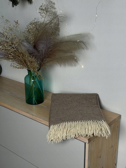 Merino Herringbone Плед з вовни мериноса у ялинку 140×200 см світло-коричневий