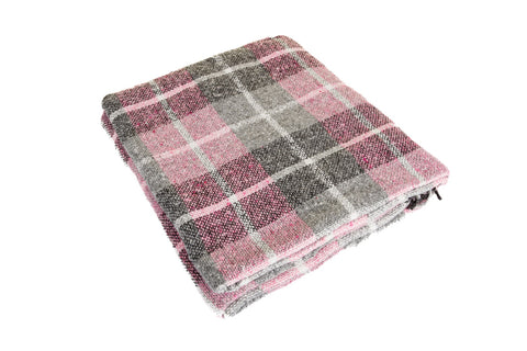 Palermo Daisy Плед із суміші волокон 140×200 см - рожево-сіра шахівниця