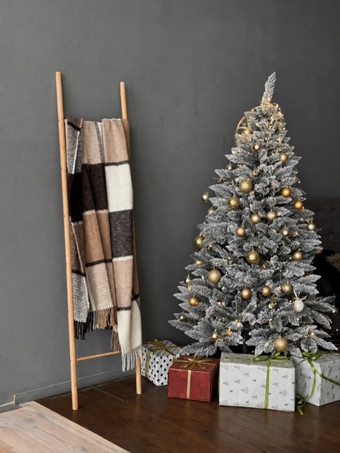 Elf Beige & Brown Koc z wełny nowozelandzkiej 140×200 cm krata w odcieniach beżu