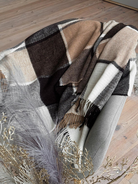 Elf Beige & Brown Плед з новозеландської вовни 140×200 см класична клітинка