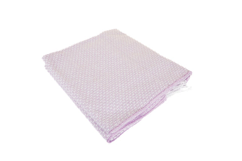 Valencia Boucle Koc Boho bawełniany  140×200 cm, dekoracyjny ażurowy w liliowym kolorze